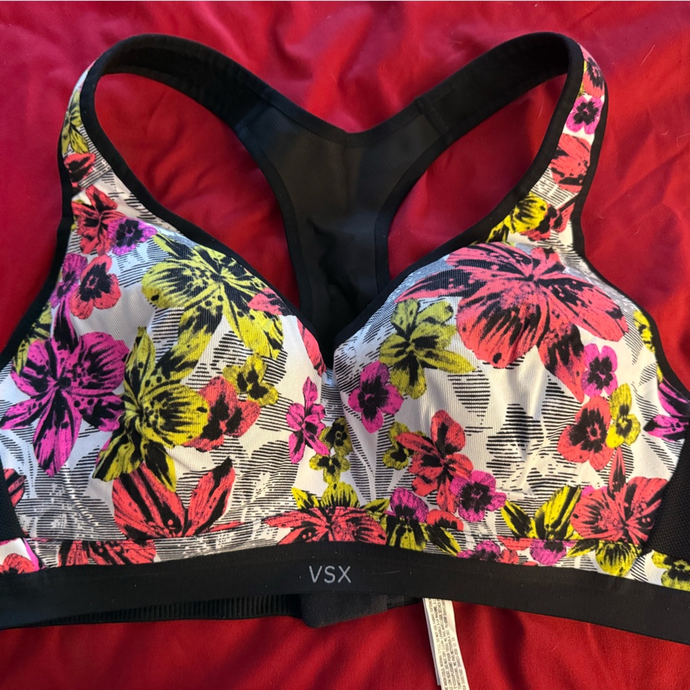 Victoria's Secret Floral Sports Bra - Pink, Yellow, Black